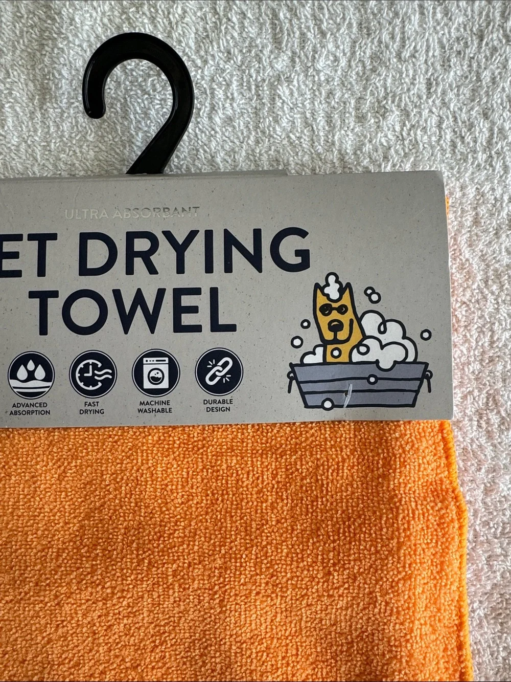 Life Is Good Orange Pet Drying Towel with Embroidered Dog